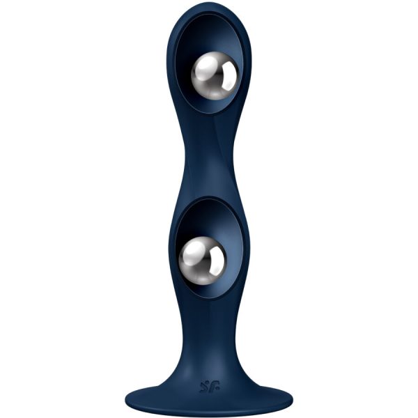 SATISFYER - DOUBLE BALL-R SILICONE DILDO BLUE 2